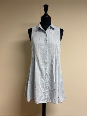 Sleeveless Striped Chambray Mini Dress
